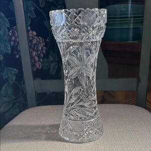 Antique American Brilliant Art Glass Cut Glass Crystal Saw Tooth Rim Vase
